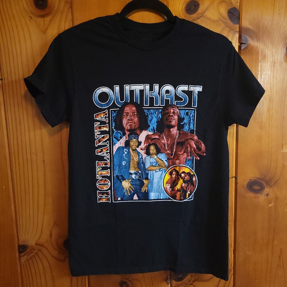 Outkast Fruit of the Loom Small Black Cotton T-Shirt Graphic Band Tee